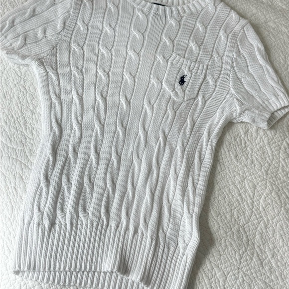 Ralph Lauren White Cable Knit Crewneck Sweater - Picture 1 of 5